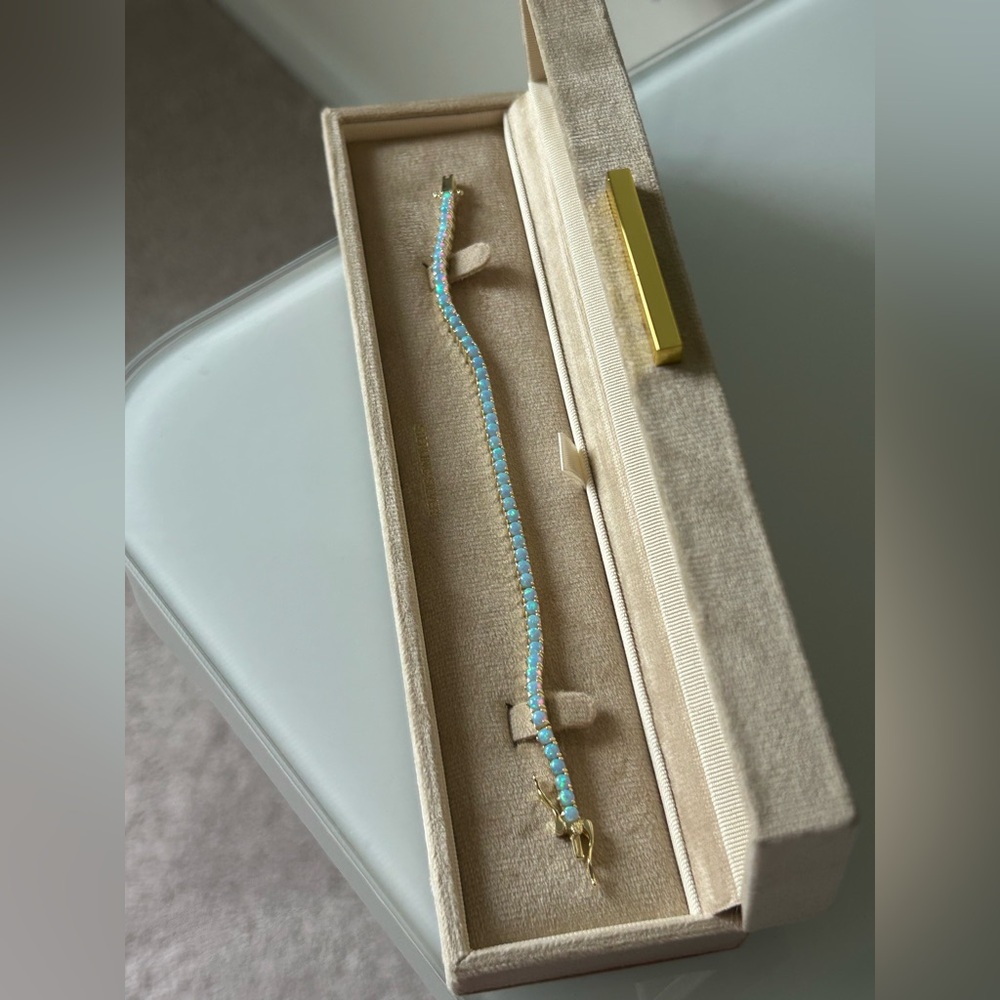 Gold Opal Blue Tennis Bracelet